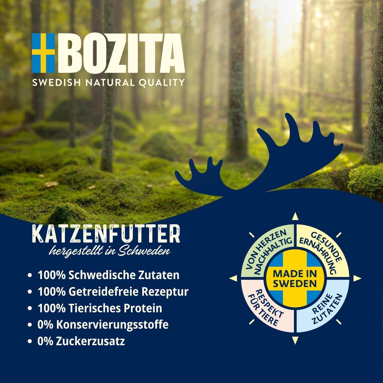 Bozita Tetra sterilisierte Stücke in Sauce mit viel Huhn – 6 x 370 g nasses getreide- und zuckerfreies Katzenfutter – gentechnikfrei, mit 8,5 % Protein und 4,5 % Fett – hochwertig und äußerst lecker