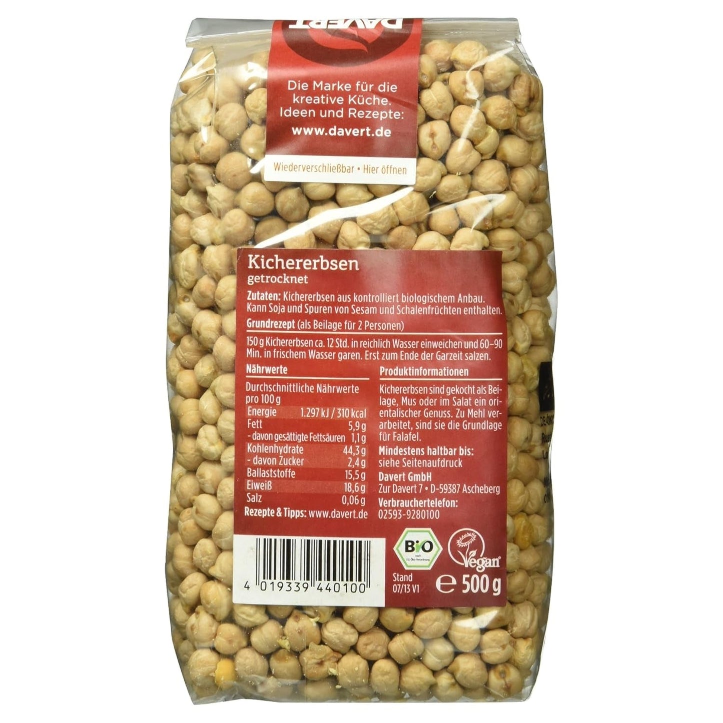 Davert Bio Kichererbsen, 500 g
