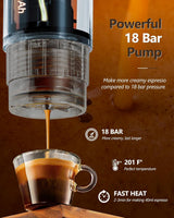 CONQUECO 12V Auto-Espressomaschine: Tragbare Espressomaschine mit Akku für Camping und Reisen – Schnelles Aufheizen in 2,5 Minuten – 8 Espressotassen in einer Ladung