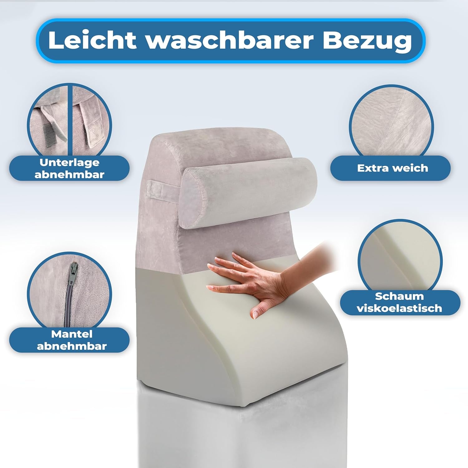 Lesekissen aus Memory-Schaum | Ergonomisches Rückenkissen und Keil für Bett, Couch und Sofa | Orthopädisches Stützkissen bei Rückenschmerzen und Verspannungen