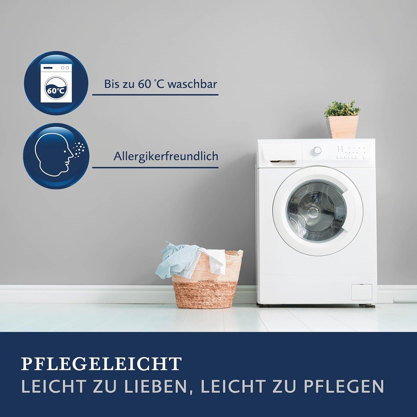 Billerbeck Daunenkissen Martina – Kissen in 80 x 80 cm – Kissen mit festem Halt – Gänsedaunen 15 % und Federn 85 % Naty Shop Standardkissen