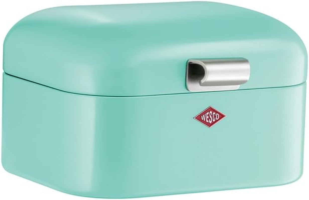 Wesco Mini Grandy Brotkasten in Rosa, pulverbeschichtetes Stahlblech, Lüftungslöcher und stabiler Griff. Frischhalteboxen Naty Shop Mint