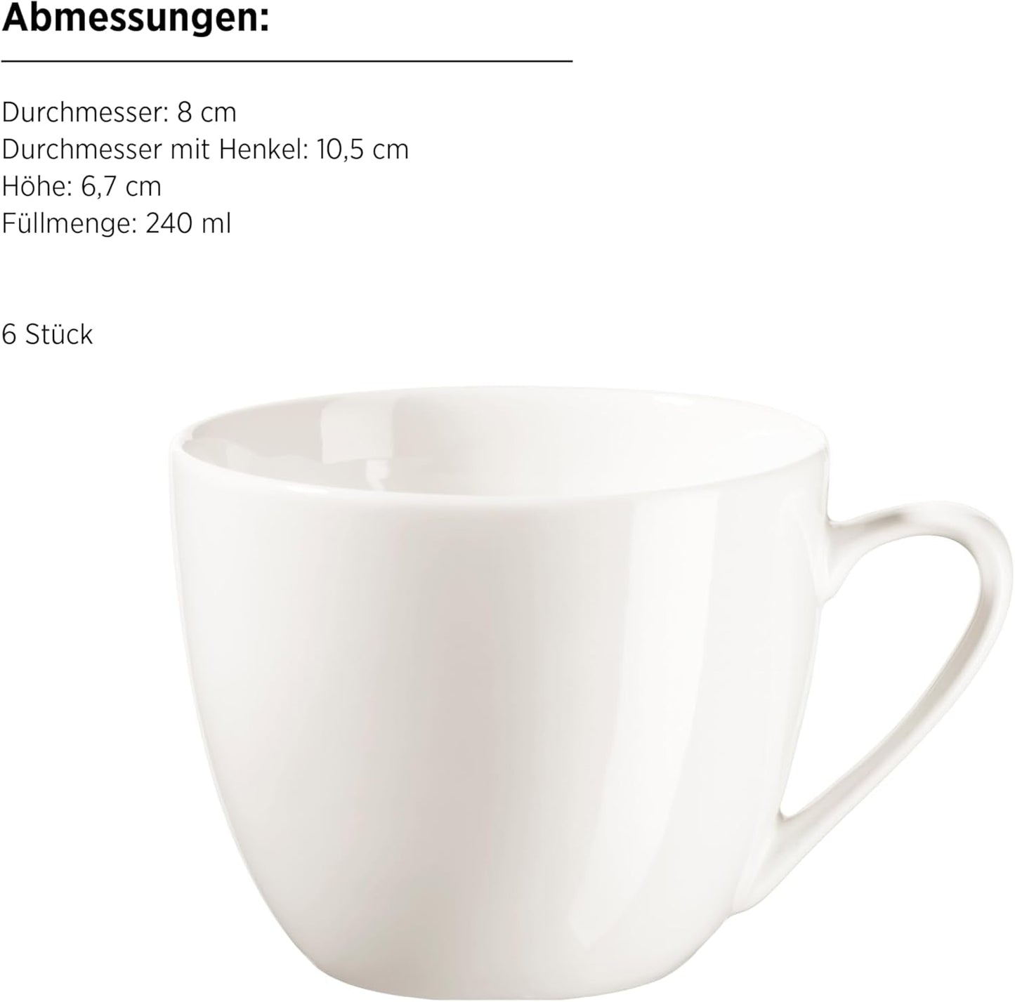 MÄSER 934105 Serie Belmira, klassisches Kaffeeservice für 6, 18-teiliges Kaffeeset, zeitlos, elegant, zart, Porzellan, weiß