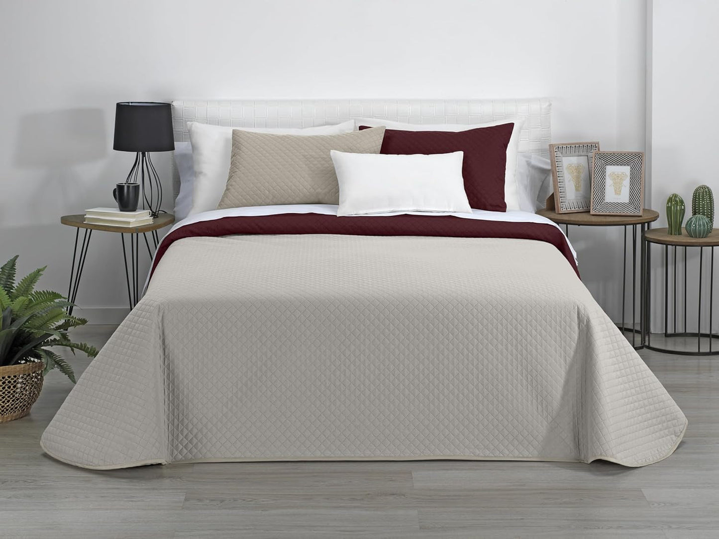 Estoralis | AVA | Wende-Boutique-Steppdecke | Für alle Jahreszeiten | Farbe - Grau/Rot | Für 180 cm breites Bett. (270 x 270 cm. Ancho X Alto) | Steppdecke Quilts und Quilts Naty Shop Standardtitel
