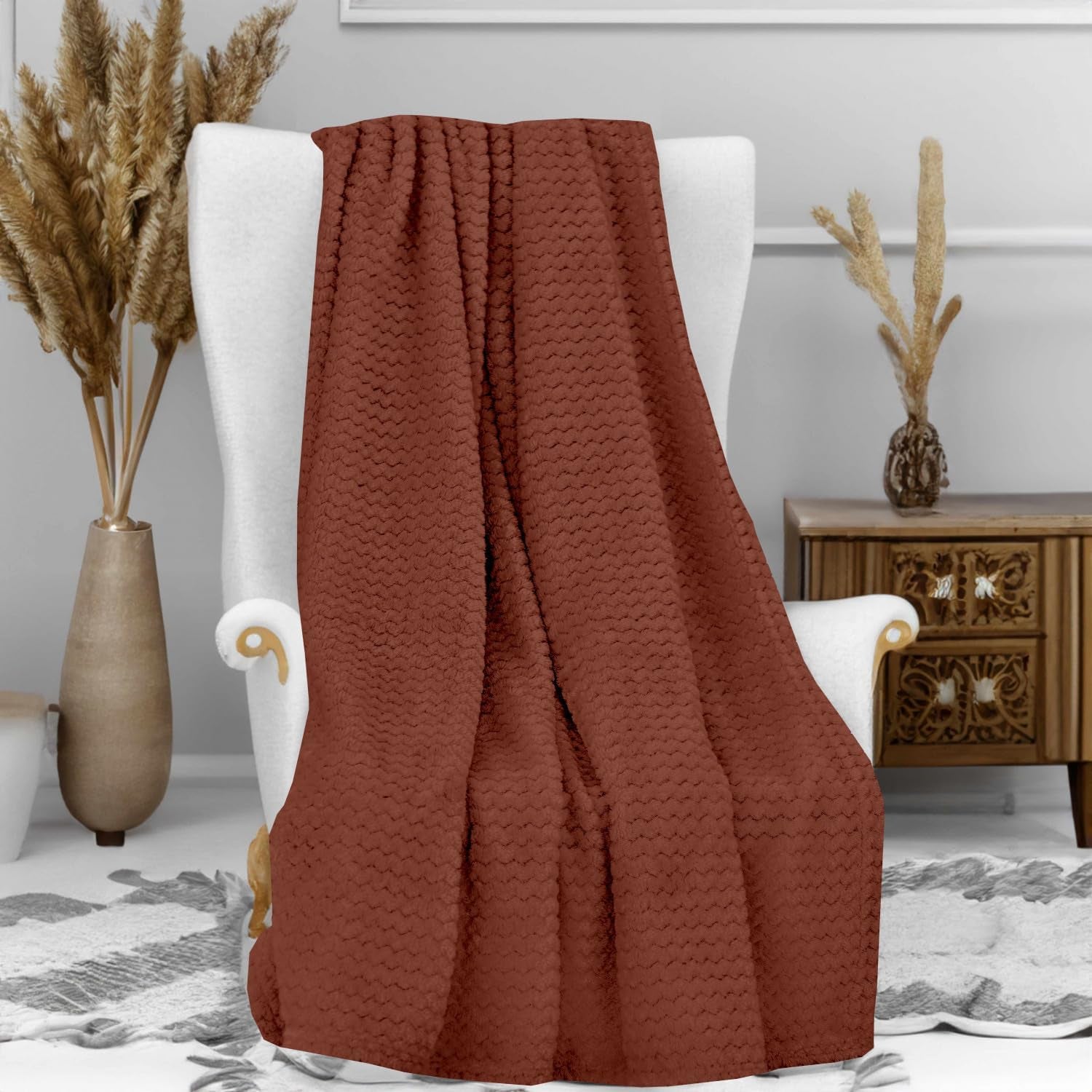 Soleil D'Ocre, Decke, Mikrofaser, 120 x 160 cm, dunkelrosa Steppdecken und Steppdecken Naty Shop ziegelrot 120 x 160 cm