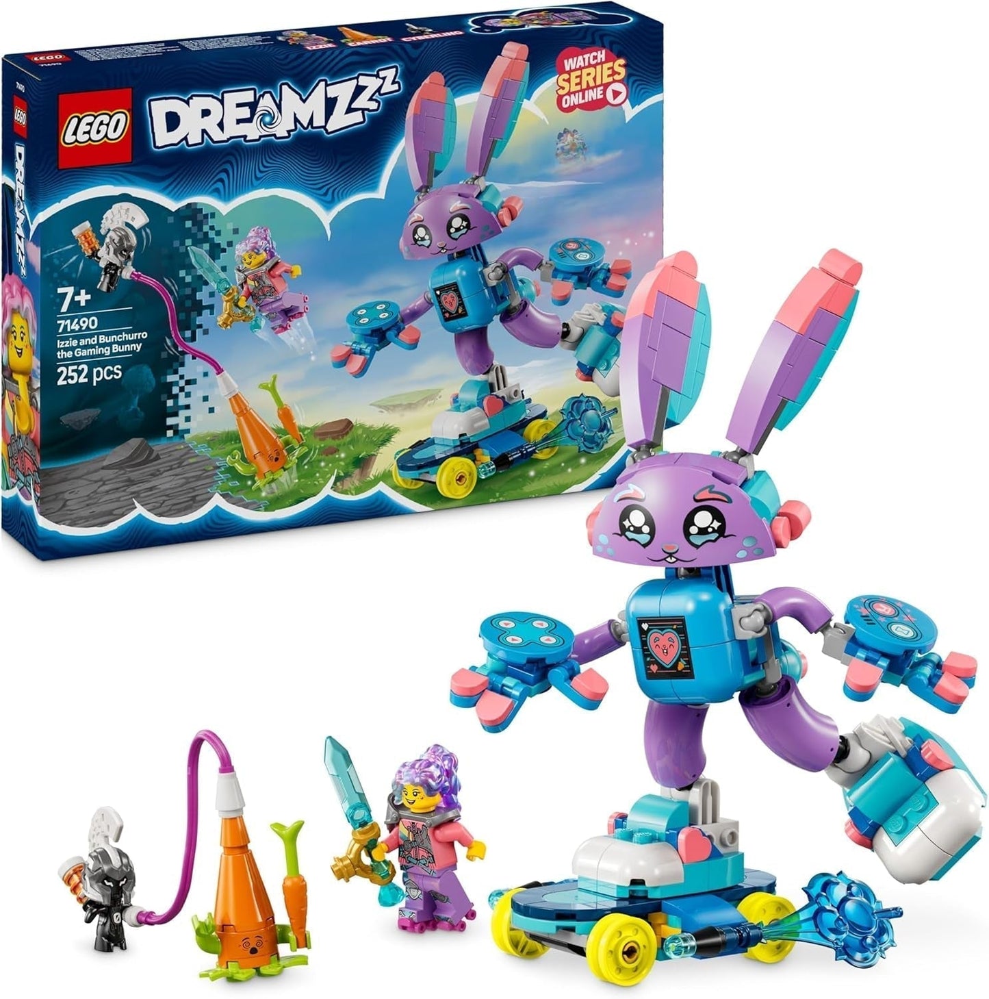 LEGO Dreamzzz Izzie und Bunchurro The Gaming Bunny Spielzeug für Kinder ab 7 Jahren 2-in-1-Spielset mit Helden-Minifigur und Cyberling für fantasievolles Spielerlebnis 71490 Bausets Besuche den LEGO-Store Standardtitel
