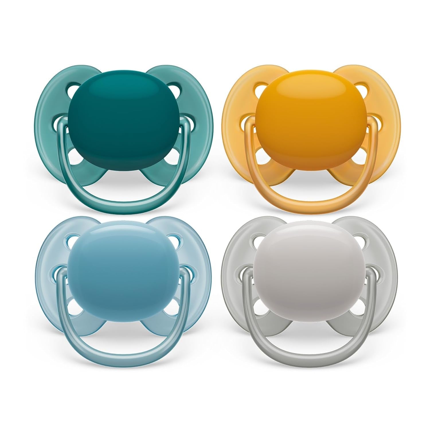 Philips AVENT Ultra Soft Schnuller – Packung mit 4 extra weichen BPA-freien Schnullern für Babys im Alter von 0–6 Monaten, inklusive Tragetasche und Sterilisation (Modell SCF091/35)