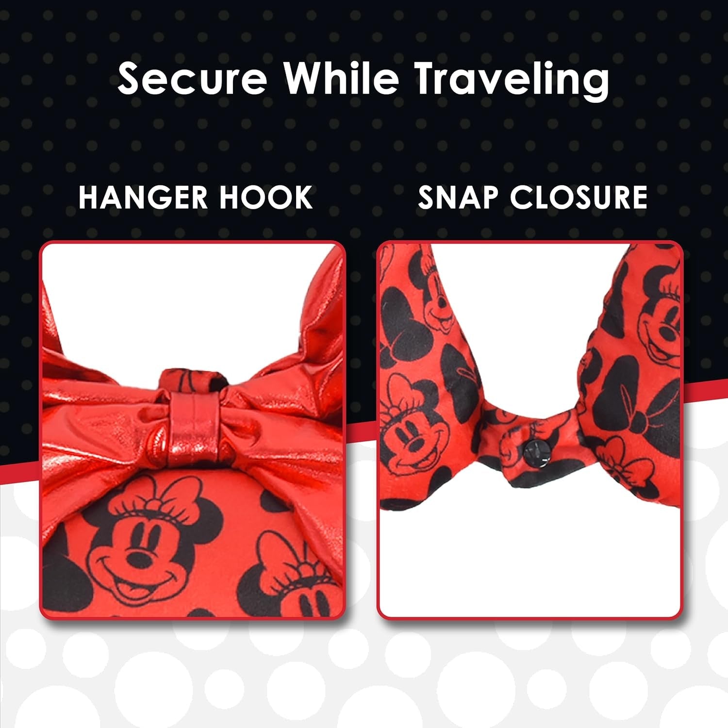 Ful Concept One Disney Minnie Mouse Reise-Nackenkissen mit 3D-Ohren und Feder für Flugzeug, Auto und Büro, bequem und atmungsaktiv, rot/schwarz Naty Shop Reisekissen