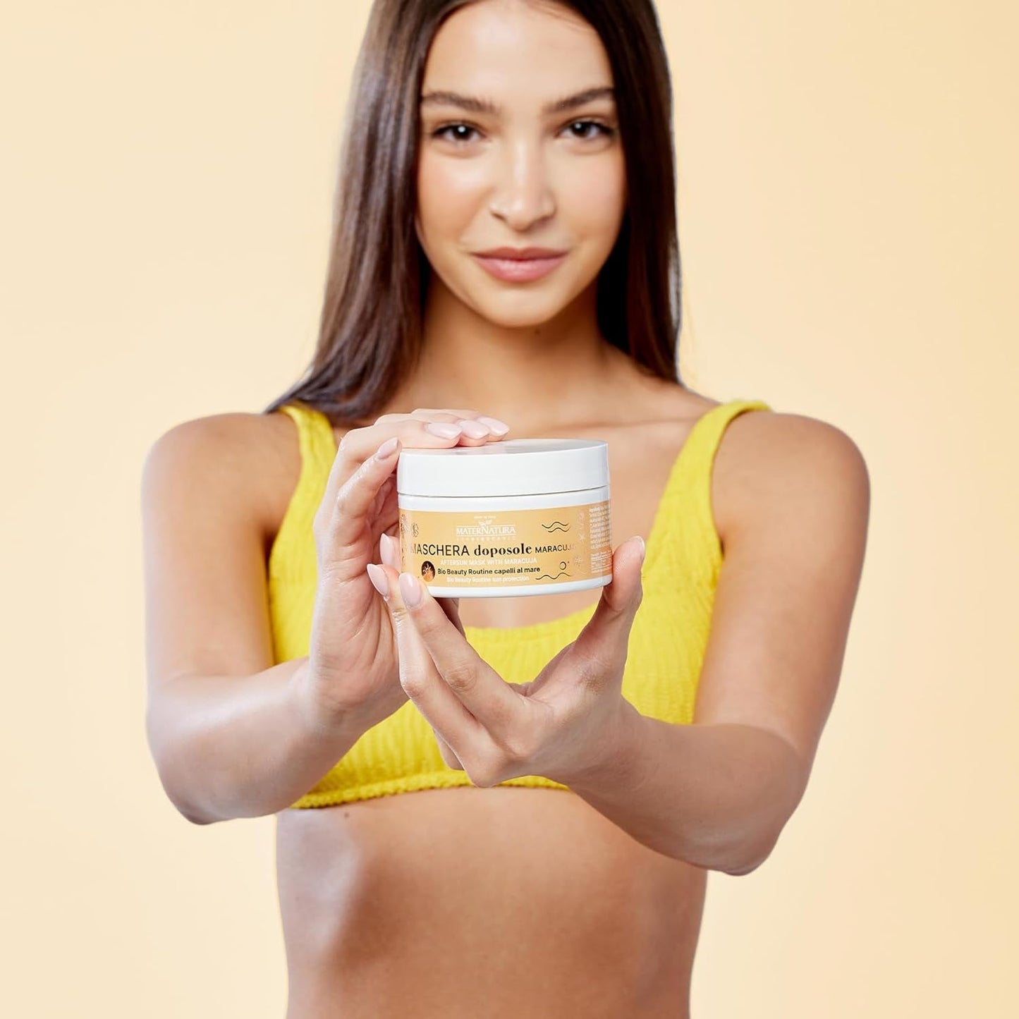 Maternatura, Nachsorgemaske mit Passionsfrucht, spendet Feuchtigkeit und verleiht dem Haar Elastizität nach Sonneneinstrahlung, Bio-Schönheitsroutine für Strandhaare, aus kontrolliert biologischem Anbau, Made in Italy – 200 ml Naty Shop Haarmaske