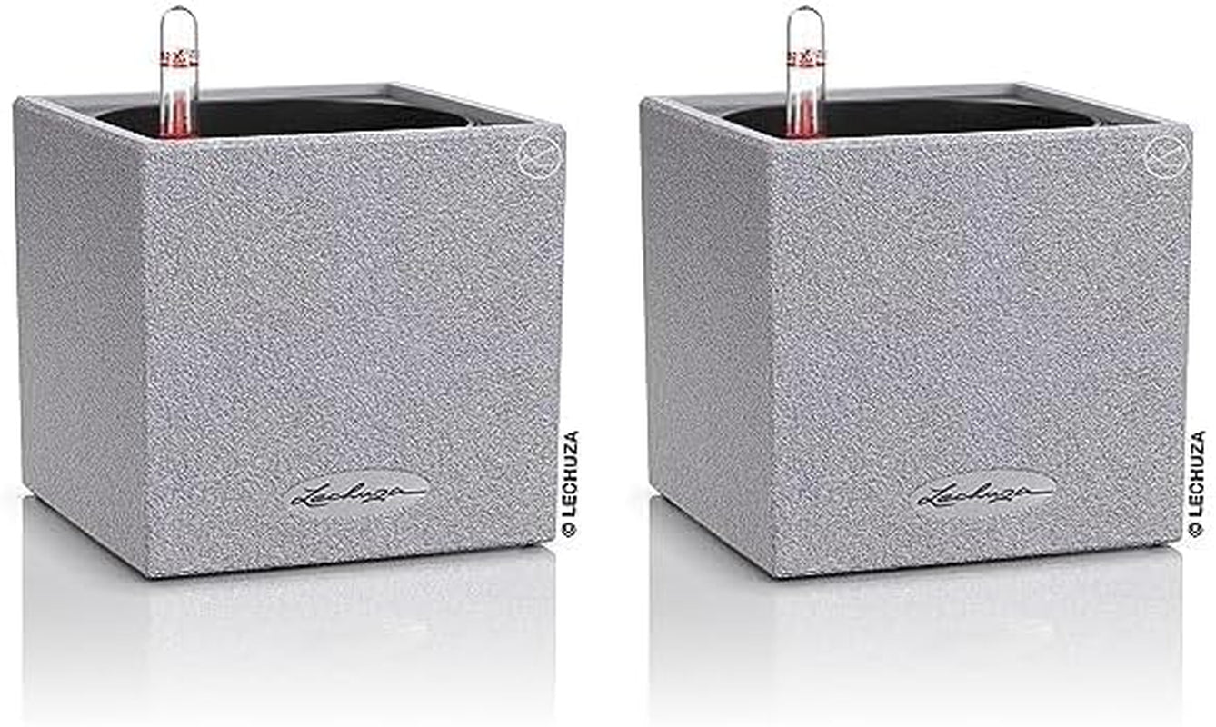 Hochwertiger Kräuterwürfel LECHUZA CANTO Stone 14 mit Stabbewässerungssystem, steingrau