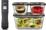 Caso Vacu OneTouch Eco Set, manuelles Vakuumiergerät, inklusive 3 Glas-Vakuumbehälter und VacuBoxx Eco-Duo S – Vakuum-Frischebehälter / 2 Behälter mit je 500 ml Frischhaltedosen Naty Shop