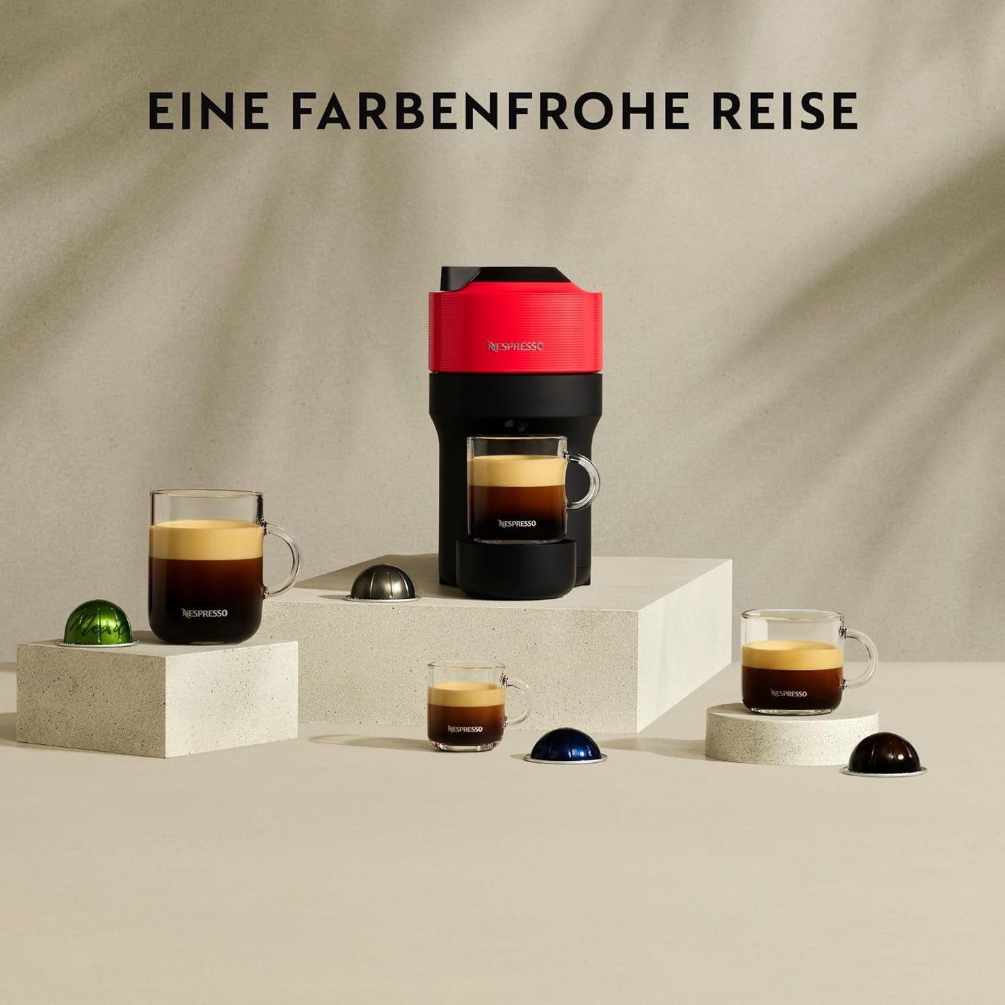 Espressomaschine mit Nespresso Krups Vertuo Pop Kapseln, Fassungsvermögen: 560 ml, automatische Kapselerkennung, One-Touch-System, 4 Tassengrößen, verkürzte Aufheizzeit, nachhaltig, Aqua Mint, XN9204