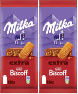 Milka Extra Biscoff Schokolade – Alpenmilchschokolade mit knusprigen Lotus Biscoff Keksstückchen – 190g