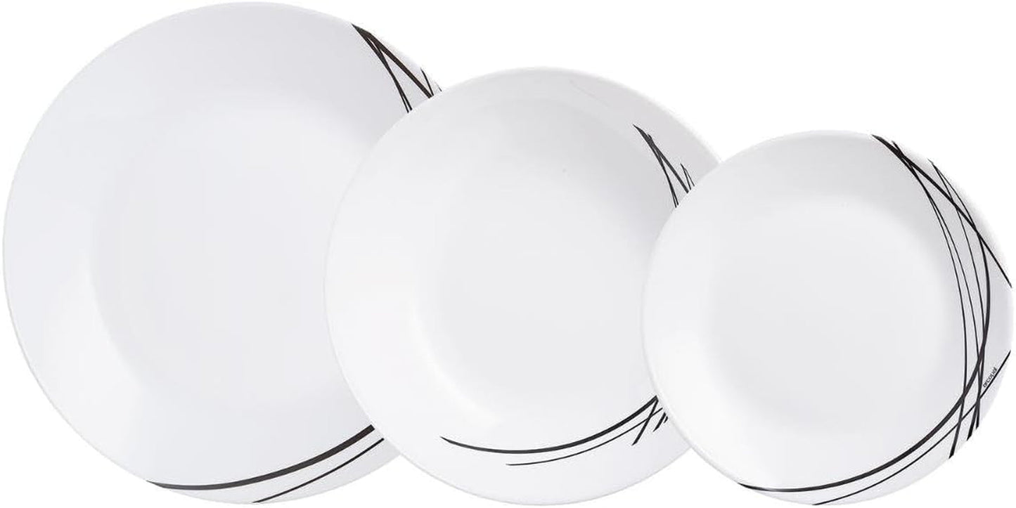 Extra starkes Opalglas-Geschirrset für 6 Personen, BPA-frei, 18-teilig
