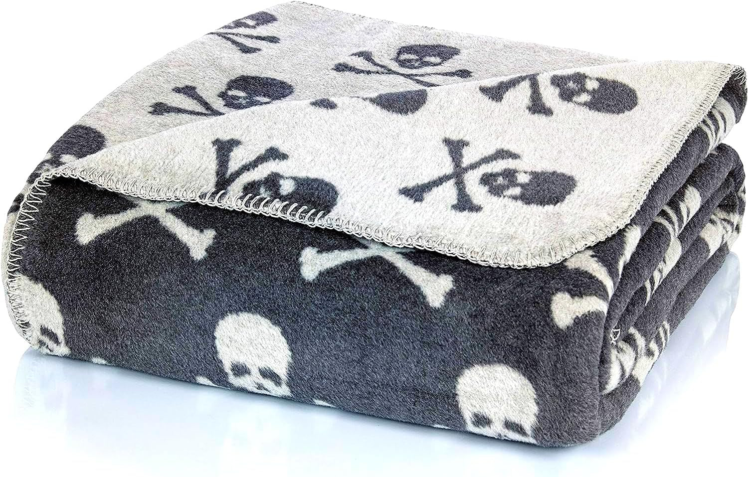 Glart Kuscheldecke Grey Skulls XL 150X200 cm, weiche und warme Wolldecke extra flauschig als Sofadecke, Sofadecke, bequeme Decke für das Wohnzimmer, Plüsch für das Sofa, Überwurf, Betten und Decken, Glart Standardtitel