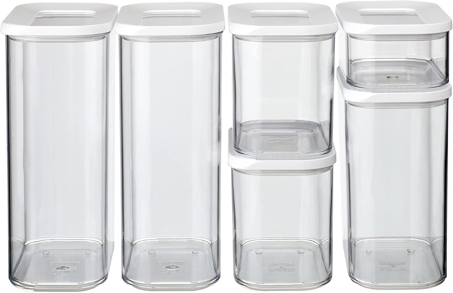 Mepal Set mit 6 Vorratsgläsern mit Deckel – rechteckige Lebensmittelbehälter – Küchen-Organizer aus Kunststoff – luftdichte Vorratsbehälter – 2 x 2000 ml, 2 x 1000 ml, 1 x 1500 ml und 1 x 425 ml – weiße Lebensmittel-Aufbewahrungsboxen Naty Shop