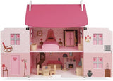Janod Mademoiselle 3-stöckiges Puppenhaus aus Holz mit 11 Zubehörteilen, Spielzeugnachbildung, fördert die Fantasie, ab 3 Jahren, J06581
