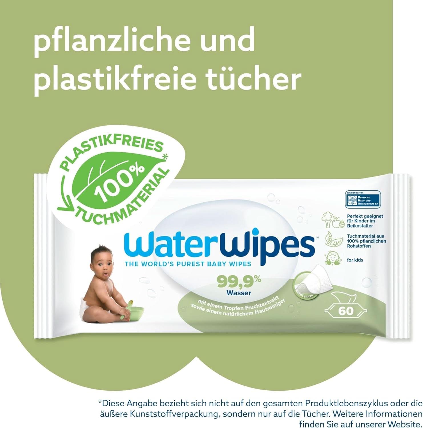 Waterwipes Plastikfreie, Texturierte Reinigungstücher Für Kleinkinder & Babies, 240 Stück (4 Packungen), 99,9 % Wasserbasierte Reinigungstücher, Unperfümiert Für Empfindliche Haut Naty Shop