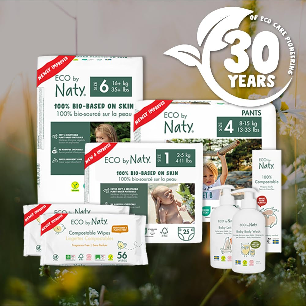 Naty Babytücher | 100 % frei von Kräutern und Duftstoffen für empfindliche Haut | Plastikfreie und zertifiziert kompostierbare Tücher mit 98 % gereinigtem Wasser | 672 Tücher (12 Packungen)