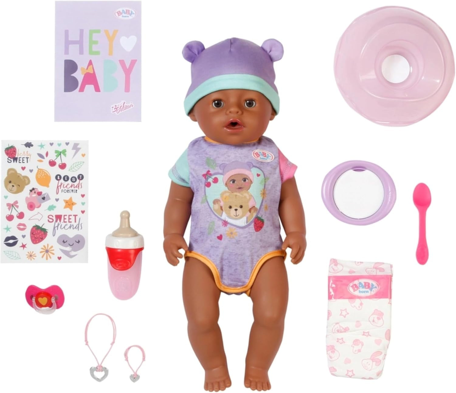 BABY Born Eva – Babypuppe 43 cm – 10 Funktionen inklusive Zubehör und Matratze – Funktioniert komplett ohne Batterien – Geeignet für Kinder ab 3 Jahren