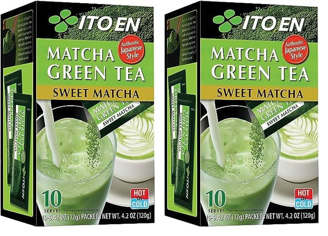 ITO EN Instant Matcha Powder – Gesüßtes Matcha-Teepulver in 12-g-Beuteln (10 Stück pro Packung) – 1 x 120 g (2 Packungen)