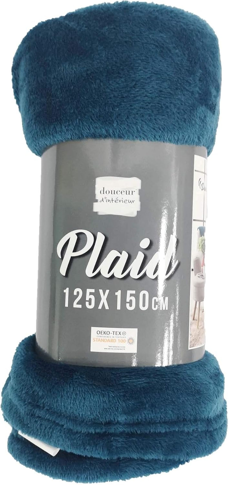 Douceur D'Intérieur FLANOU Plaid, Polyester, Blau, 125 x 150 cm Bettdecken und Steppdecken Naty Shop