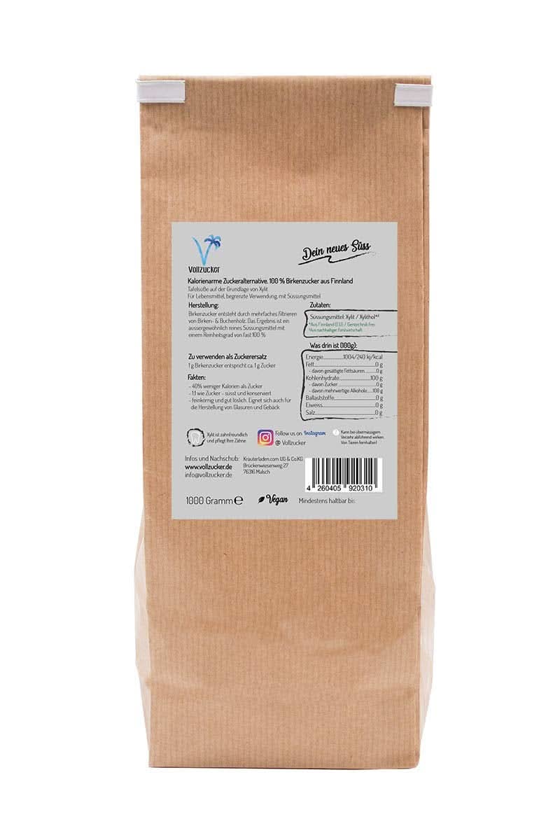 Echter Birkenzucker (Xylitol) aus Finnland, 1 kg Süßstoffe Naty Shop
