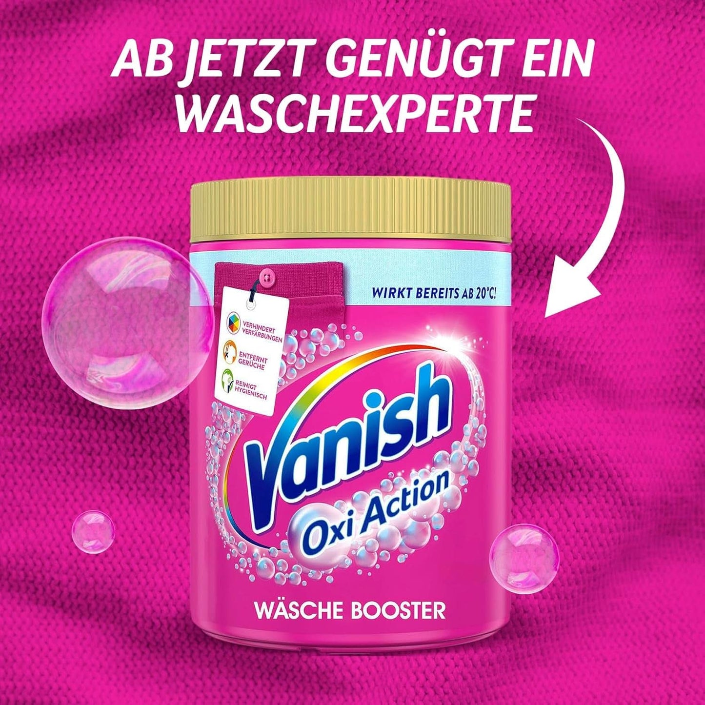 Vanish Oxi Action Powder Pink – 1,125 kg – chlorfreies Fleckenentfernungs- und Wäscheverbesserungspulver – für farbige Wäsche. Waschmittel Naty Shop