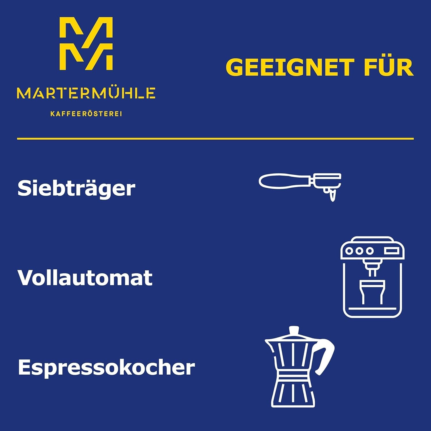 Espressobohnen Martermühle Cioccolato 500g Stark | Arabica/Robusta | Geschmacksrichtungen: Macadamianüsse, Milchschokolade | Hell geröstete ganze Espressobohnen, geringer Säuregehalt