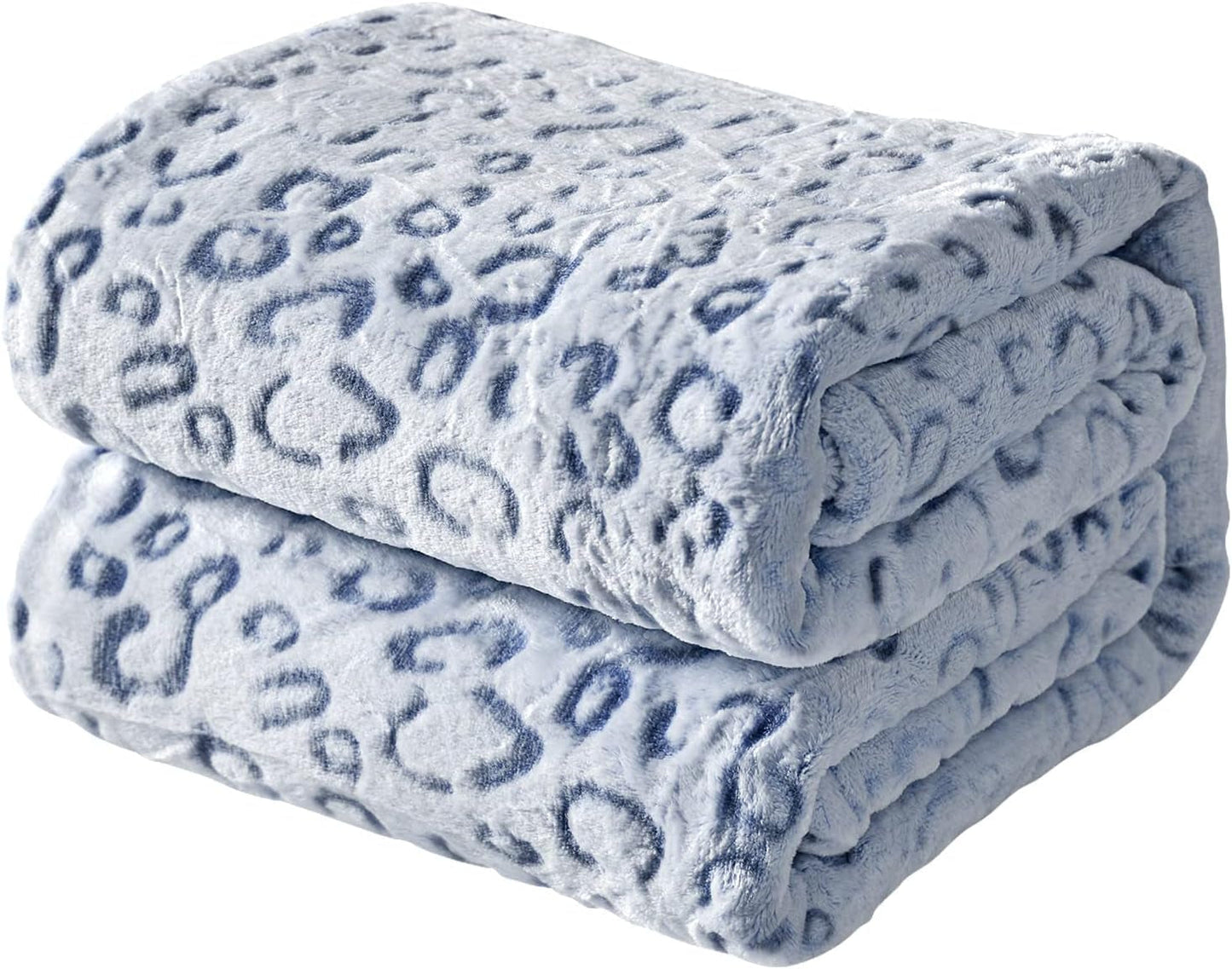 FY FIBER HOUSE Flanell-Fleece-Überwurf, Mikrofaserdecke mit 3D-Gepardendruck, 228 x 274 cm, lila Steppdecken und Steppdecken Naty Shop Leopardenblau 40"X50"