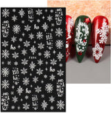 JMEOWIO Nagelsticker Weihnachten Weiß Glitter 8 Blatt Nail Art Sticker Selbstklebend Nagelaufkleber Schneeflocke Winter Urlaub Dekoration Nageldesign Zubehör