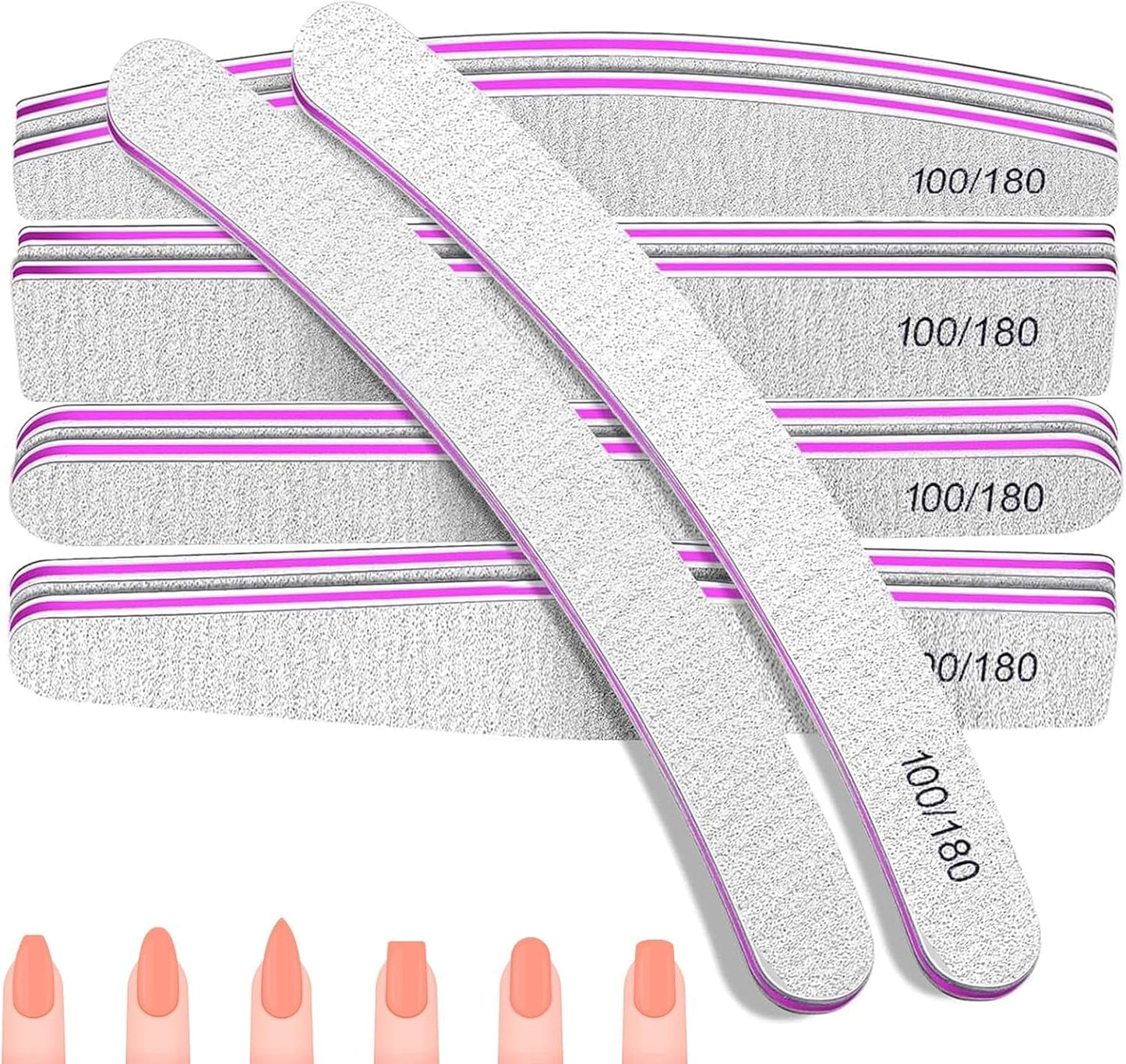 100/180 Nagelfeilen-Set, Gel-Nagelfeilen, Nagelfeilen-Set, Nagelfeile, Gel-Nagelfeile, für Gelnägel, Maniküre, Pediküre, Haustiere (5 Stück, 5 Stile)