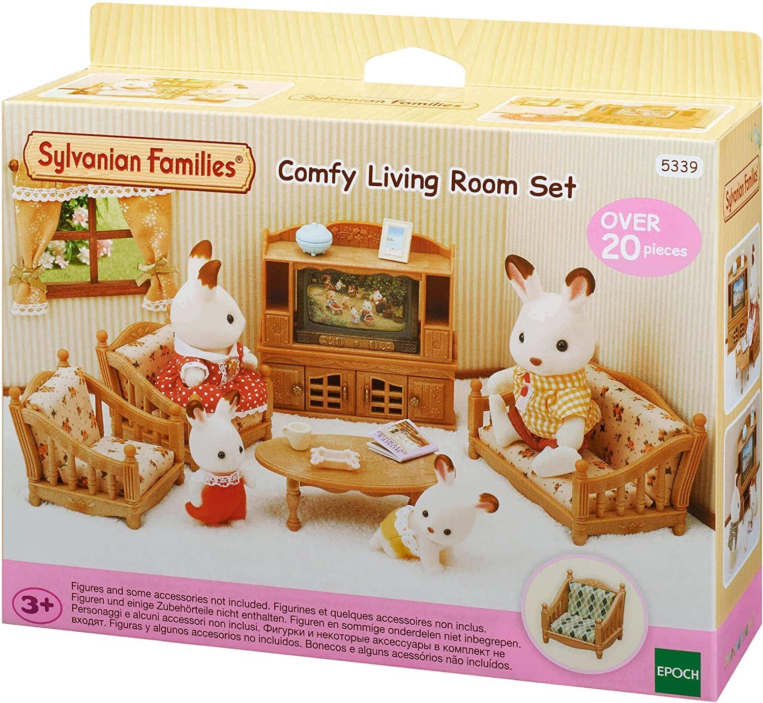 5716 Stadthaus mit Dachboden – Puppenhaus und L5339 Landhaus-Wohnzimmer – Puppenhausmöbel, 30 x 50 cm, 1 Stück (1 Packung), aus Kunststoff