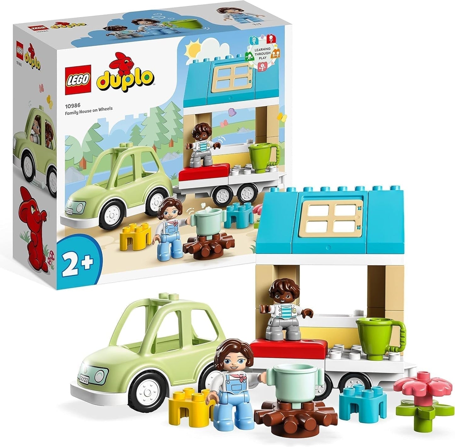LEGO 10986 DUPLO Zuhause auf Rädern, Spielzeugauto mit großen Steinen, Figuren und Spielzeugauto für Jungen und Mädchen ab 2 Jahren, fördert die Feinmotorik. Bausets Besuchen Sie den LEGO-Store Singur