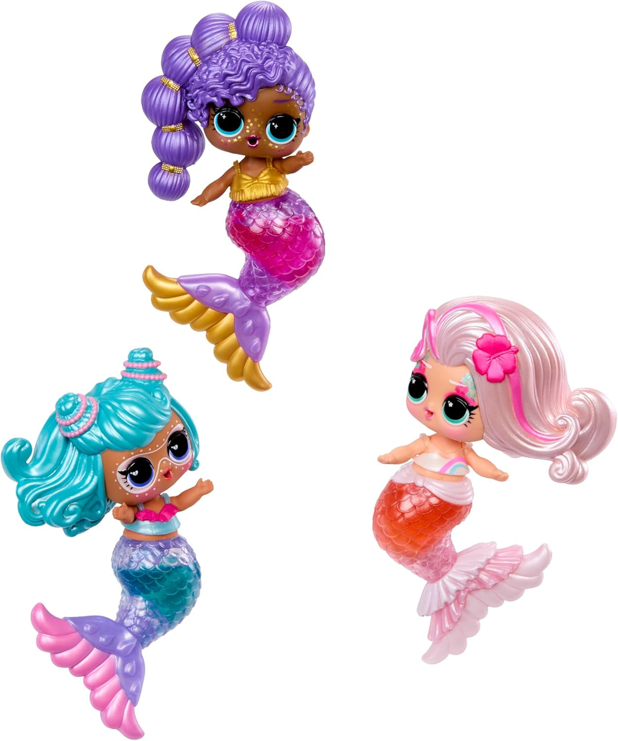 LOL Überraschung! Mermaids Makeover Magic Tots – echter Lipgloss für Sie und Ihre Puppe zum Selbermachen, Mischen und Kreieren von Make-up, lustiges Wasserspiel, 6 Puppen zum Sammeln – ab 4 Jahren
