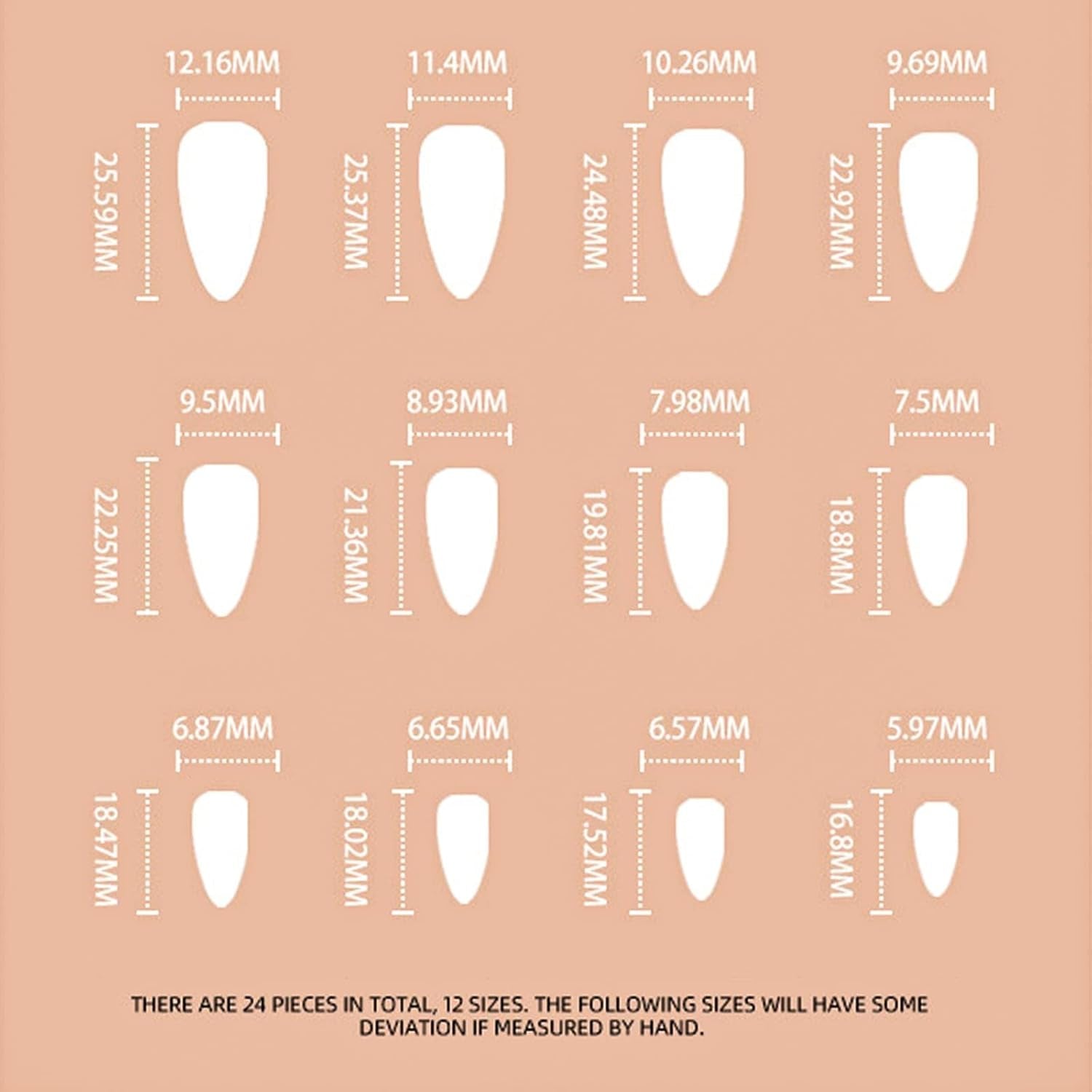 24 Stück lange Nägel zum Aufdrücken, Sarg, künstliche Nägel, Schmetterlingsblume, selbstklebende Nägel, weiß, braun, Acryl-Nagelset, Nagelspitzen, Damen, Frühling, Sommer, Nagelzubehör