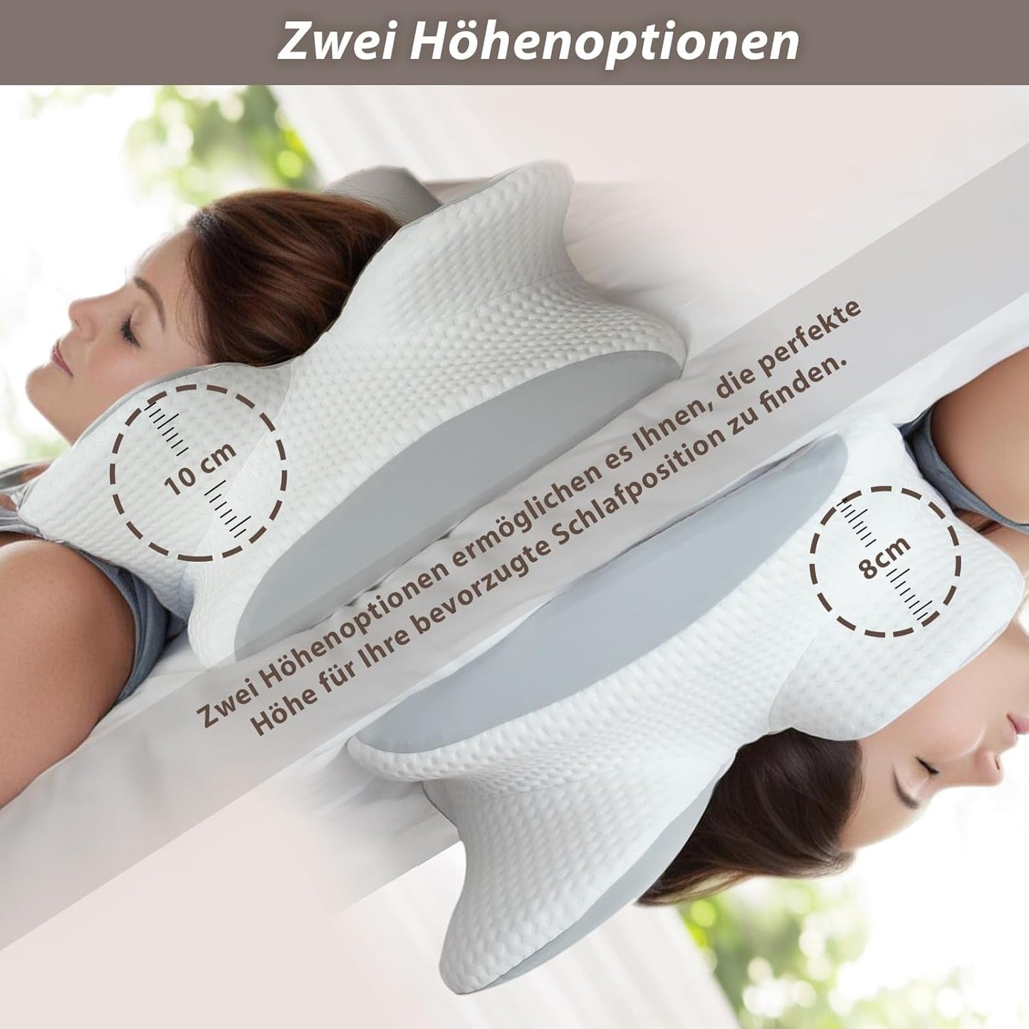Nackenkissen, orthopädisches Kopfkissen, Memory-Schaum-Kissen, Seitenaufprallkissen – ergonomisches Design, hohle Form für Seiten-, Rücken- und Bauchaufprall, hellgrau, orthopädische Halskissen von Naty Shop
