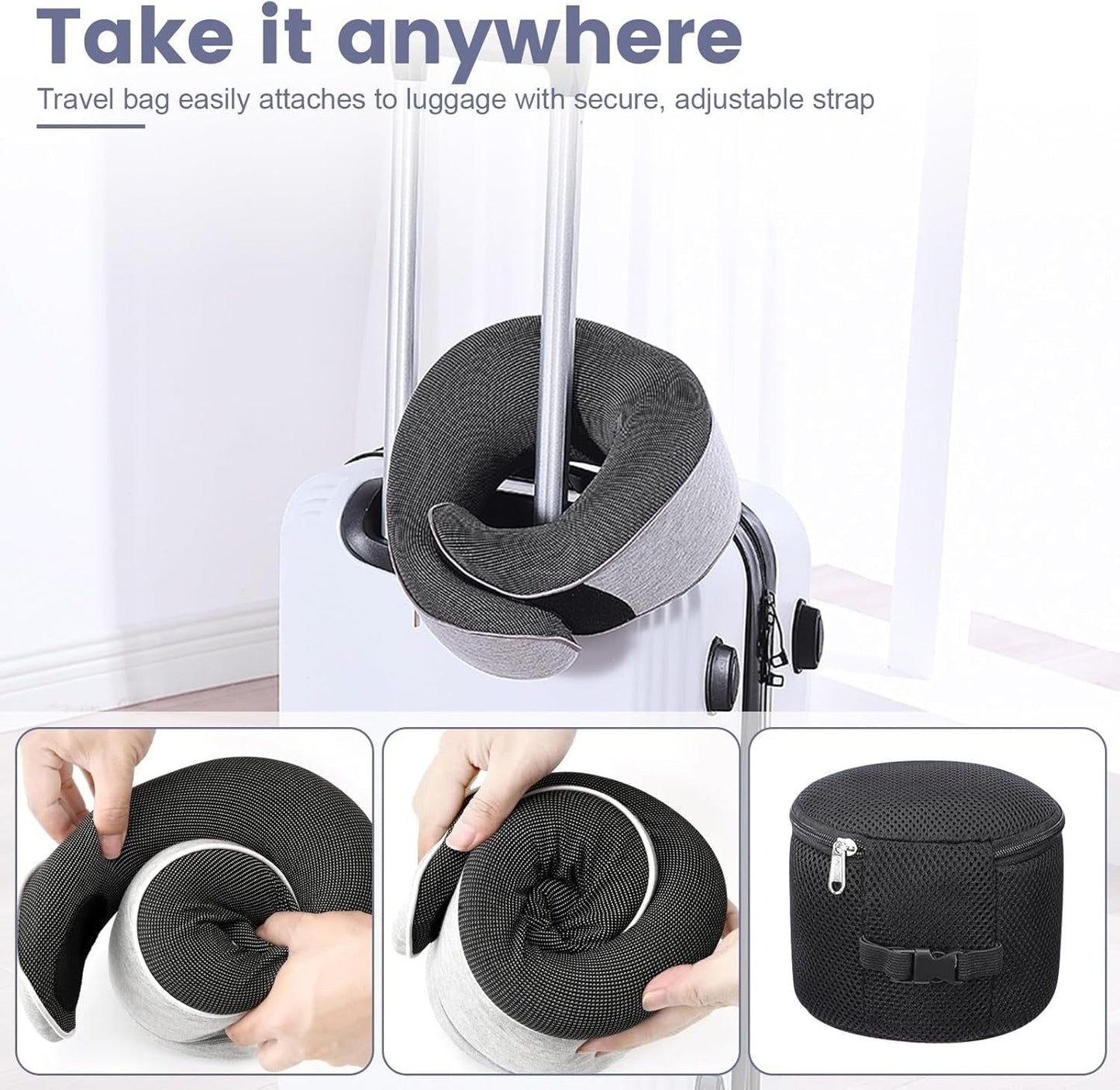 Nackenkissen aus Memory-Schaum, Reisekissen, ergonomisches Design, Nackenkissen aus Memory-Schaum mit Augenmaske, 2 Ohrstöpsel und Aufbewahrungstasche, perfekt zum Schlafen unterwegs auf Reisen, Naty Shop orthopädische Nackenkissen
