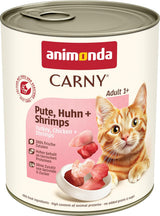 Animonda Carny Nassfutter für Katzen Truthahn + Huhn + Garnelen (6 x 800 g), getreidefreies, zuckerfreies Nassfutter mit frischen Fleischzutaten
