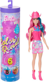 Barbie Color Reveal Puppe und Zubehör mit 6 Überraschungen, Disco Star-Serie mit metallischem Glitzer und farbwechselndem Oberteil (Stile können variieren), JCP01, 32 cm