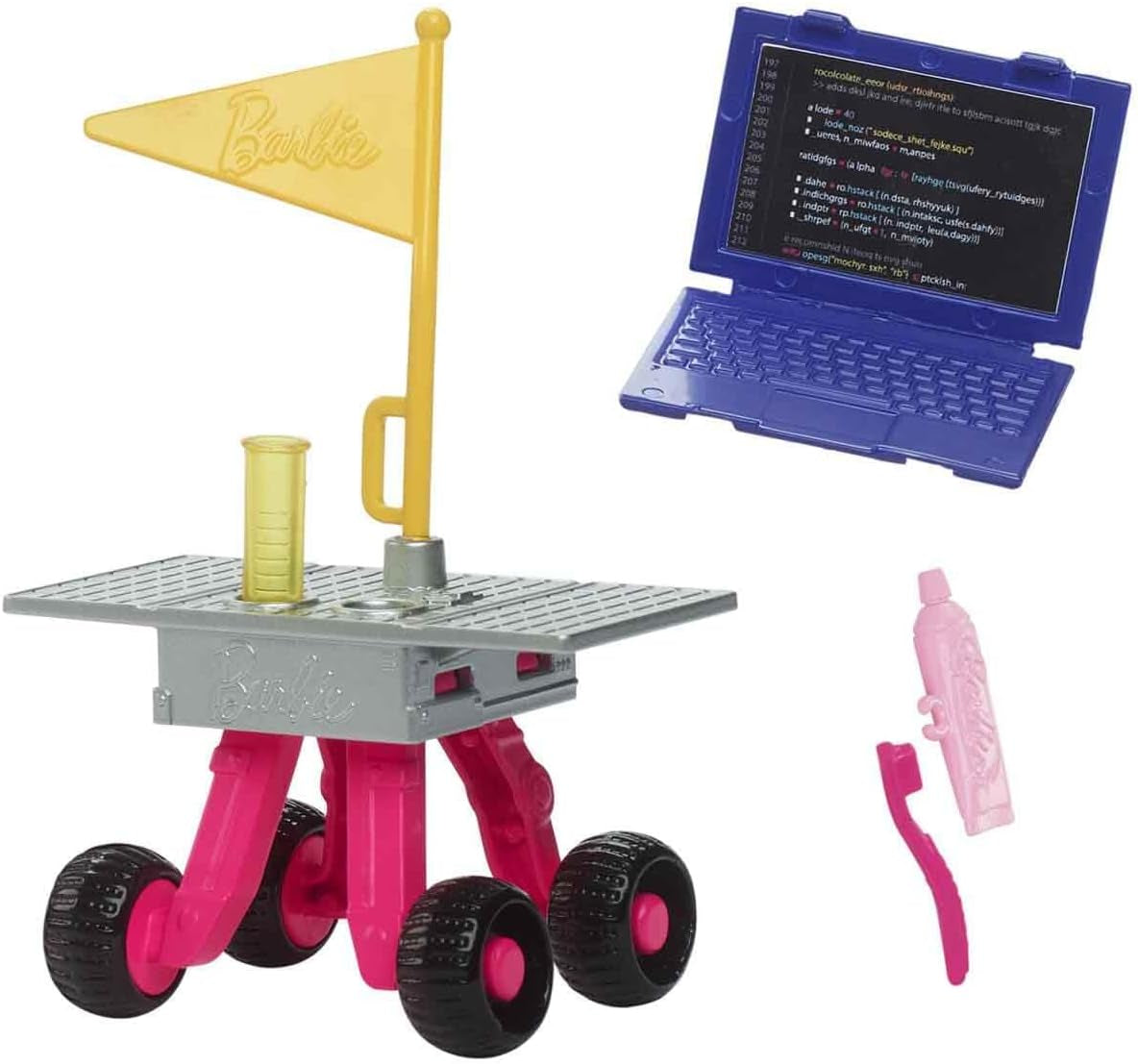 Barbie-Puppe zum 65. Jubiläum und 10 Zubehörteile, brünettes Puppen-Astronauten-Set, Rover auf Rädern, Weltraumhelm mit anpassbarem Visier und mehr, HRG45 Naty Shop Dolls
