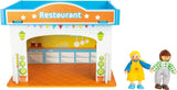 Small Foot 10852 Spielhaus Restaurant aus Holz, mit 2 Puppenfiguren, Zubehör und abnehmbarem Dach, ab 3 Jahren Naty Shop Puppenhäuser