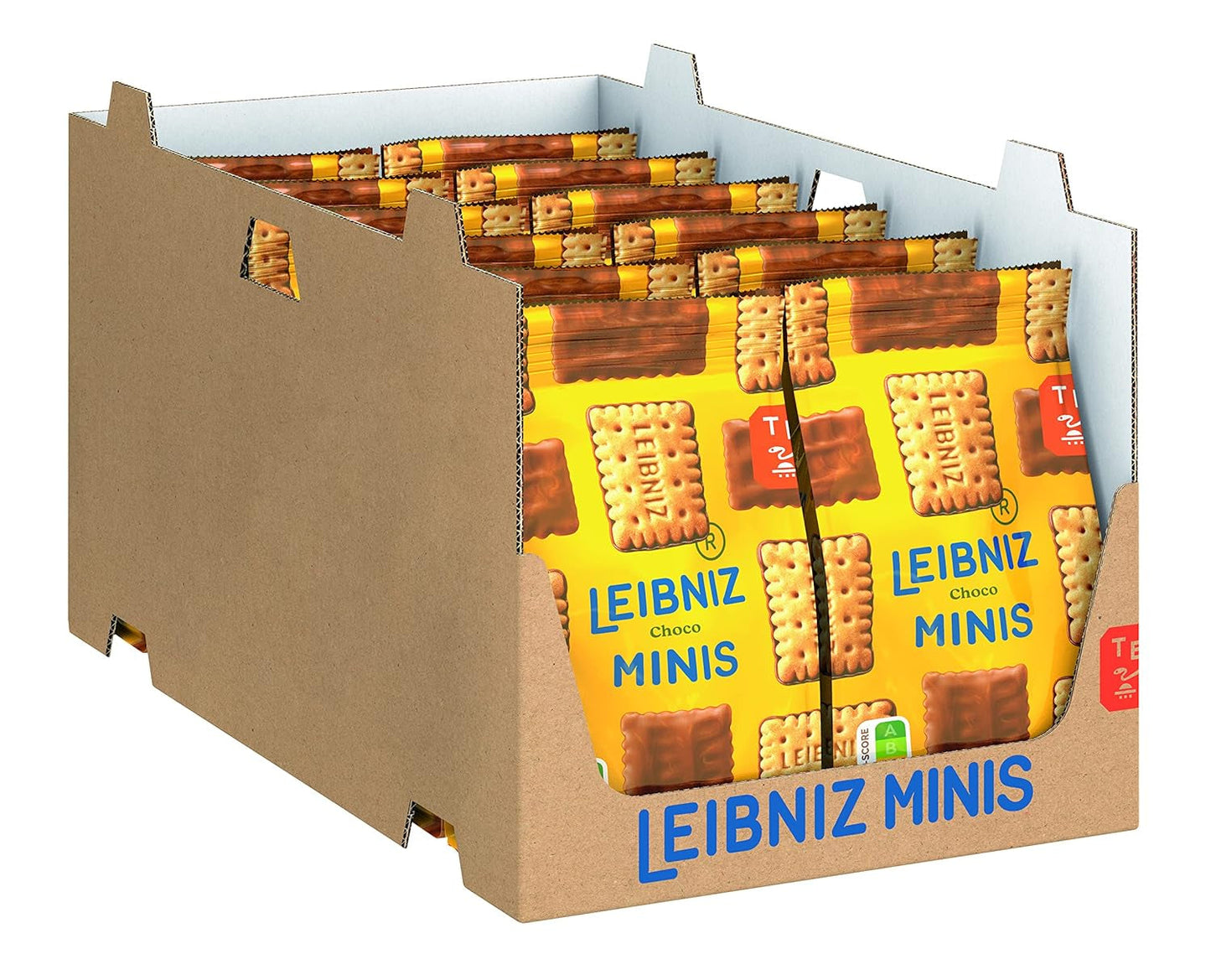 LEIBNIZ Minis Choco Packung mit 12 kleinen knusprigen Milchschokoladenkeksen, Großpackung zur Lagerung oder zum Verkauf (12 x 125 g)
