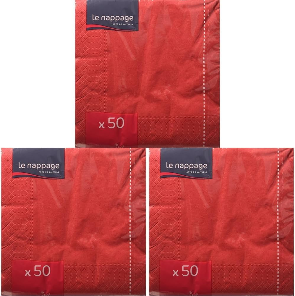 50 Taschentücher, Baumwolle, 33 x 33 cm, 2-lagig, FSC-Rot, Zellulose, 33 x 33 cm (3er-Pack)