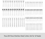 Karaca Focus Elegance, 84-teiliges Besteckset, 12 Personen Kitchen Naty Shop
