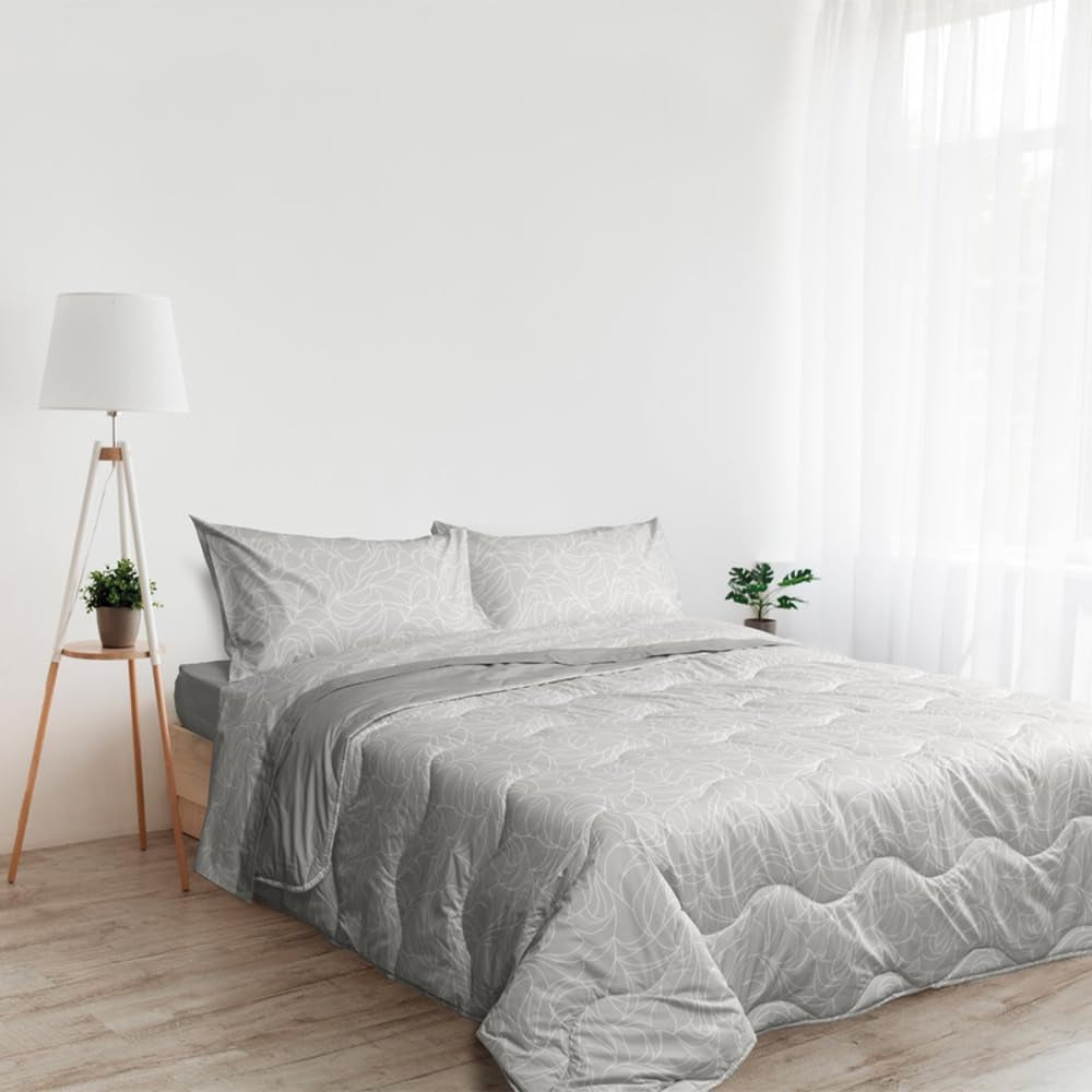 Foppapedretti Nacht&Natura Steppdecke für Doppelbett 2P; Perlwelle, Bezug aus 100 % Baumwolle, hergestellt in Italien. Steppdecken und Steppdecken Naty Shop