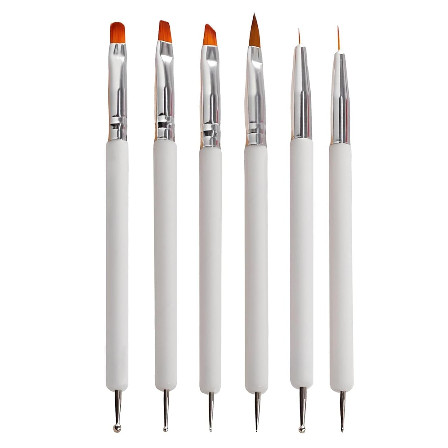 6 Stück Doppel-Ende Nagel Pinsel, Nageldesign Pinsel, Doppel-Ende Nail Art Pinsel Kit Professionelle Maniküre Werkzeuge Kit (Schwarz)