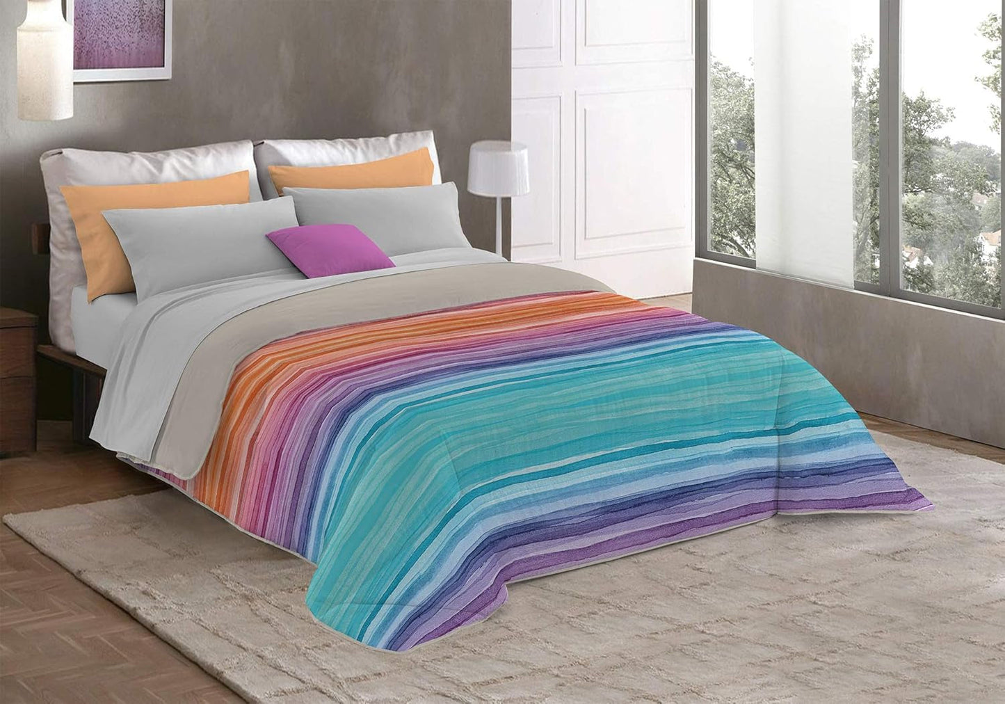 Fantasy T-Fa-Hypnotic-1P Winterdecke, Mikrofaser, Hypnotic, 170 x 260 cm. Bettdecken und Steppdecken Naty Shop Rainbow 260 x 260 cm