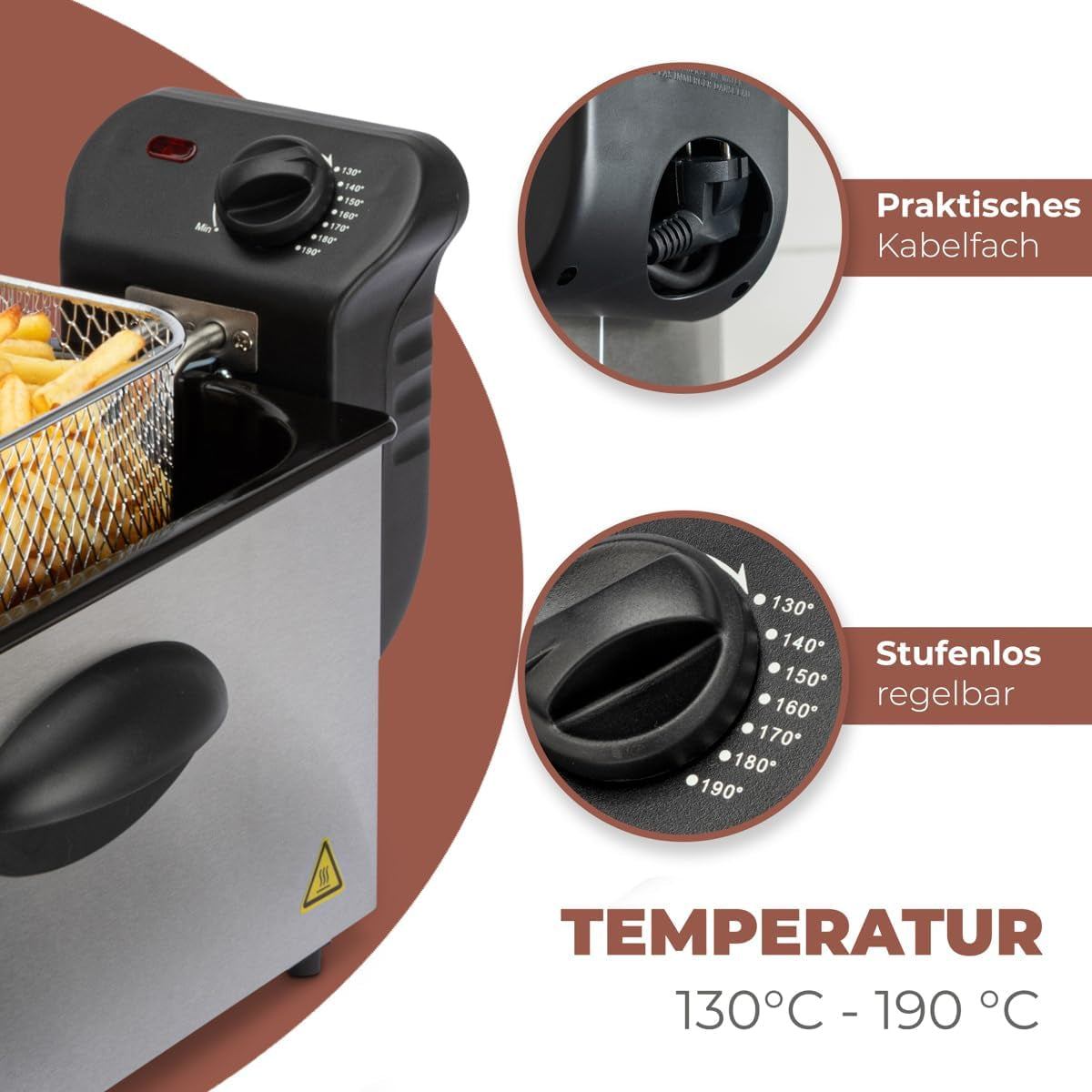 Bomann® Ölfritteuse, 3 l Fassungsvermögen, Kühlzonentechnologie und Abfluss, 2000 W Haushaltsgeräte Naty Shop