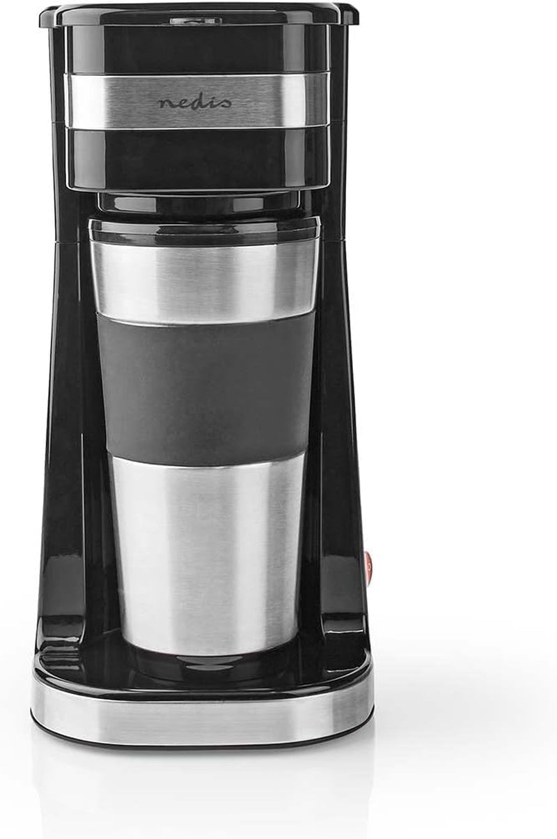 NEDIS Espressor – Filterkaffee – 0,4 l – 1 Tasse – Timer – Schwarz/Silber